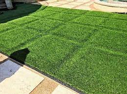 You can install artificial grass over old concrete, patio paving slabs and also block paving directly. Artificial Grass Between Pavers Everything You Need To Know