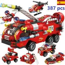 Juego tipo lego 212 piezastamaño caja 37*27. Camion Coche De Bomberos Tipo Lego Juegos Creativos Bloques Piezas Construccion Ebay