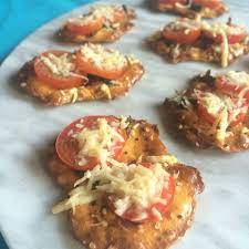 Tomato Cheese And Basil Pretzel Crisps Bites Recipe Pretzel Crisps Recipes Snack Factory