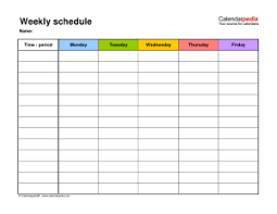 Blank schedule form is an example of schedule form which anyone can use, regardless if you are an employee or a student. Blank Weekly Schedule Calendar Template Free Download Free Pdf Books
