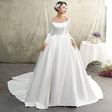 Take a look at our entire satin collection and then start searching for satin bridesmaid dresses for your besties. White Satin Ball Gown Wedding Dress Long Sleeve Wide Neckline Narsbridal Online Store Powered By Storenvy