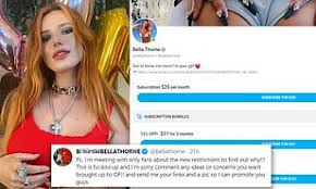 If you would like to become a onlyfans model and want some help from a top 0.66% onlyfans model then please go to this link and leave a comment here. Bella Thorne Issues Apology To Sex Workers After Onlyfans Initiated New Payment Changes Daily Mail Online