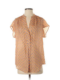 Details About Massimo Dutti Women Orange Short Sleeve Blouse S