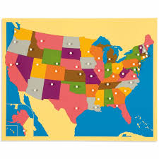 This physical map of the us shows the terrain of all 50 states of the usa. Puzzle Map The United States Nienhuis Montessori