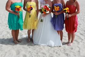 Perfect Bridesmaids Dresses Bright Colors Perfect For A Beach Wedding Brides Maids Flowers We Bridesmaid Dresses Perfect Bridesmaid Dress Wedding Bridesmaids