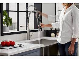 The model number is printed on a tag that is attached to the cold water supply line of the faucet. K 22033 Simplice Semi Professional Kitchen Faucet Kohler