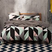Black And White Pattern Bed Sheets Personalized Black White Pink Gray And Mint Green Geometric Mosaic Argyle Pattern Colorful 100 Cotton Full Bed Linens Luxury Mint Green Rooms Bed Linen Design