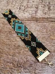 Aztec Boho Bracelet Beaded Turquoise Native American Style Etsy In 2021 Bead Loom Designs Beaded Bracelet Patterns Loom Bracelet Patterns
