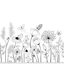 Floral Seamless Pattern With Bird And Butterflies For Your Design Blumenzeichnung Blumenmuster Stickereikunst