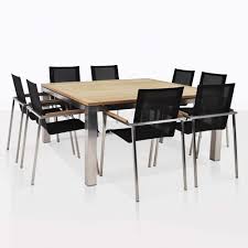 It consists of 2 rectangular supports joined by a simple. Stainless Steel Dining Set Square Table With 8 Chairs Teak Warehouse