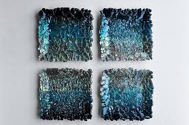 Vintage butterfly print distressed black wood frame w/glass wall art. Black And Teal Ombre Modular Wall Sculpture By Mira Woodworth Art Glass Wall Sculpture Artful Home
