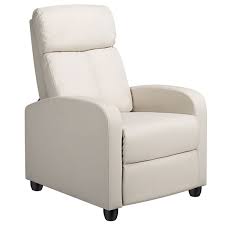 Whether you are looking for beige recliner chairs that can mix and. Easyfashion Faux Leather Soft Cushioned Push Back Recliner With Footrest Beige Walmart Com Walmart Com