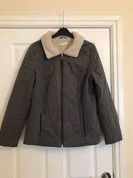Monsoon Ladies Quilted Dark Grey Jacket With Faux Fur Collar Size 14 Fashion Clothing Shoes Accessories Womensclothing Jackets Gray Jacket Faux Fur Collar