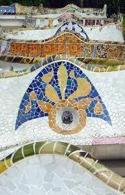 Detail Du Banc Au Parc Guell Barcelone Barcelona Gaudi