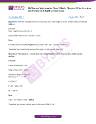 Check spelling or type a new query. Rd Sharma Solutions For Class 9 Maths Updated For 2021 22 Chapter 20 Surface Area And Volume Of A Right Circular Cone