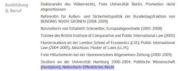 Der höhenflug der grünen spitzenkandidatin annalena baerbock, so zeigt es der verlauf der umfragen, scheint sich in einen sinkflug zu wandeln. Studium Des Offentlichen Rechts Aus Baerbocks Lebenslauf Geloscht