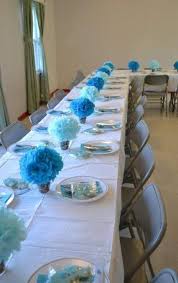 I wanted to see if i could do a royal blue and gold table setting, mostly using dollar tree items. 41 Ideas Baby Shower Table Balloons Pom Poms Baby Shower Table Decorations Baby Shower Decorations Boy Baby Shower Table
