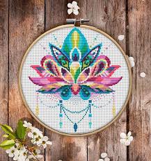 mandala lotus p168 embroidery cross stitch pattern instant