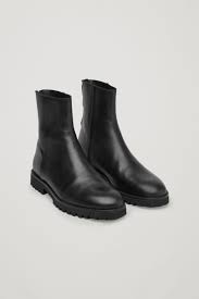 Black Boots White Sole Ladies Front Image Of Cos Chunky Sole Leather Boots In Black Boots Mens Leather Boots Leather Boots