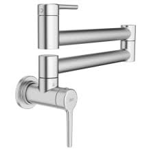 Contemporary two handle wall mounted pot filler with 24 dual jointed swing spout in arctic stainless. Delta 1165lf Ar 24 Wall Mounted Pot Filler Build Com