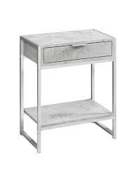 Contemporary style in a sleek glossy grey finish blends well with any decor. Monarch Specialties Side Accent Table With Shelf Rectangular Gray Cementchrome Office Depot