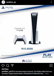 Si deseas adquirir playstation 5 , entonces una buena idea es buscarlo en carrefour, pues esta web es una de las más fiables y seguras a la. Icymi Ps5 Pre Orders Started At Carrefour Qatar Eu Prices Qatar