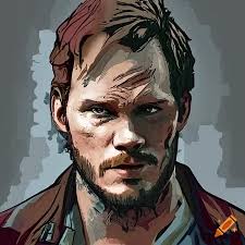 Digital art of Chris Pratt in The Walking Dead style