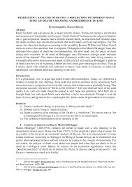 The question of what provides meaning in my life and how it helps me find strength in difficult times. Doc Heidegger S Analysis Of Death A Reflection On Modern Man S Loss Of Death S Meaning And Reference To Life Ssekanjakko B O N A V E N T U R E Vincent Academia Edu