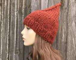 Witch Hat, Elf Hat, Gnome Hat, Chunky Knit Hat, Womens Hat, Mens Hat,  Winter Hat, Fall Hat, Knit Beanie, Spice Burnt Orange