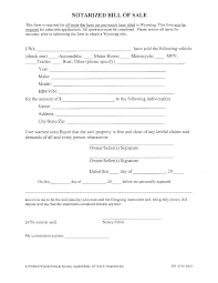 Notarized Boat Bill of Sale Form - Wyoming Free Download
