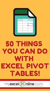 50 Things You Can Do With Excel Pivot Table Myexcelonline Pivot Table Excel Shortcuts Microsoft Excel Formulas