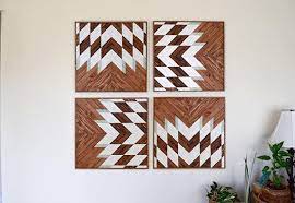 Wood Wall Art Set Of 4 Wooden Wall Art S Geometric Wood Art Wood Wall Art Wooden Wall Art Wall Art Sets