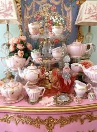 Rococo Pink Gold Teapots Cake Stand Tea Tea Cups Tea Party