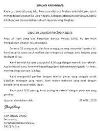 Pada 15 hingga 22 februari 1997 , sekolah kebangsaan darau telah mengadakan kempen penggunaan bahasa baku. Karangan Laporan Ringkas Lawatan Ke Zoo Negara Karangan Contoh Cikgugoh