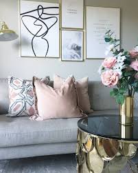 Blush gray copper room decor inspiration! A Stunning Combination Of Blush Pink Greys And Gold Accents Pure Nordic Style Grey And Gold Bedroom Pink Bedroom Decor Blush And Grey Living Room