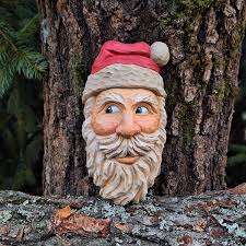 Hand Carved Wood Santa Face