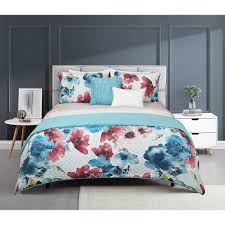 Chic grey teal & white chevron reversible comforter set and decorative pillows. Riverbrook Home Jasper Layered Comforter Coverlet Set White Gray Teal Target