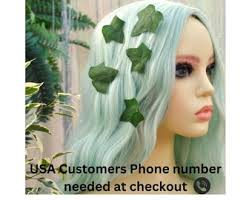 Green Ivy Leaf Hair Clips Pins Grips Pack of 5 Leaves, Costume Accessory.