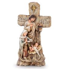 Amazon.com: Napco Sepia Woodcut Holy Family Cross 10 x 2.75 Resin Stone  Decorative Tabletop Christmas Figurine : Home & Kitchen