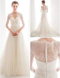 Wedding Dress A Line Court Train Lace And Tulle Queen Anne Neckline Bridal Gown With Sash Bow Wedding Dress Online Wedding Dress Bridesmaid Dresses Boho