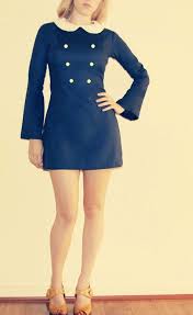 Navy Blue Long Sleeve Mod 60 S White Peter Pan Collar Retro Vintage Style Bell Arms 45 00 Etsy Mod Fashion Fashion Peter Pan Collar Dress