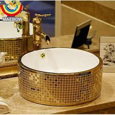 gold mosaic countertop round ceramic