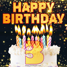 It is around this age that children begin to understand what their birthday means, so be sure to attend your special three year old's party armed with happy 3rd birthday wishes that match their excitement! Happy 3rd Birthday Cake Gif Free Download Download On Funimada Com