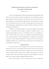 Pdf Naming Practices In The Eastern Cape Province Of South Africa Vivian Klerk Academia Edu