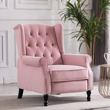 Amazon Com Artechworks Velvet Tufted Push Back Arm Accent Chair Recliner Single Reclining For Adjustable Club Cha In 2020 Living Room Lounge Modern Sofa Accent Chairs