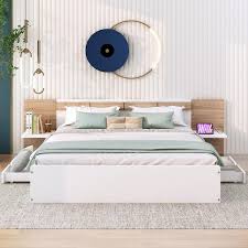 Platform Bed With Headboard Drawers
