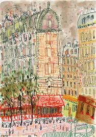 Cafe Rouge Paris By Clare Caulfield Contemporary British Clarecaufield Paris Art Print Art Paris Art