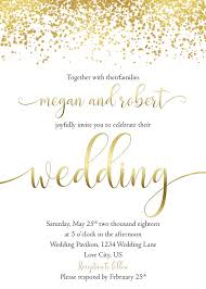 Gold And White Wedding Invitation With Calligraphy And Confettion White Background This Set Contains 5x7 Invitation Ca Invitaciones De Boda Invitaciones Boda