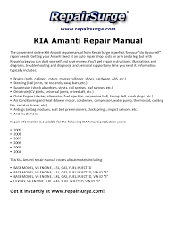 What topics does the kia sportage service/repair manual cover? Kia Amanti Repair Manual 2004 2009