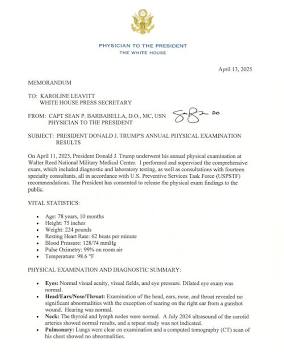 White House physician summary on Trump physical, AI generated